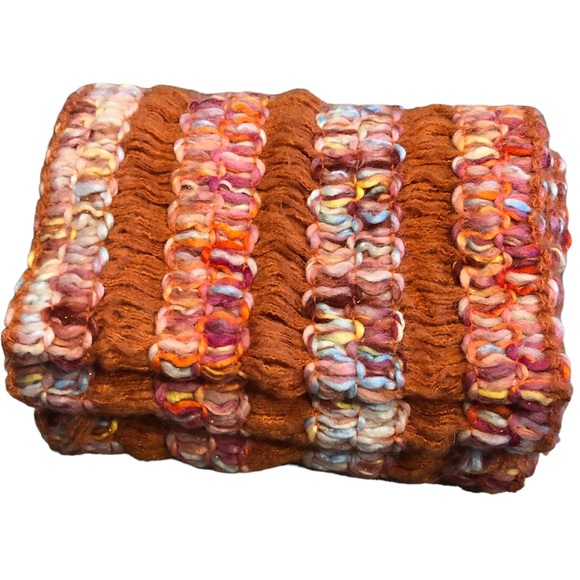 Aurora Paci Italia Woven Wool-Blend Fringe Scarf Made In Italy - Picture 10 of 13